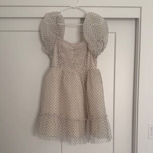 Elegant Cream Polka Dot Mini Dress